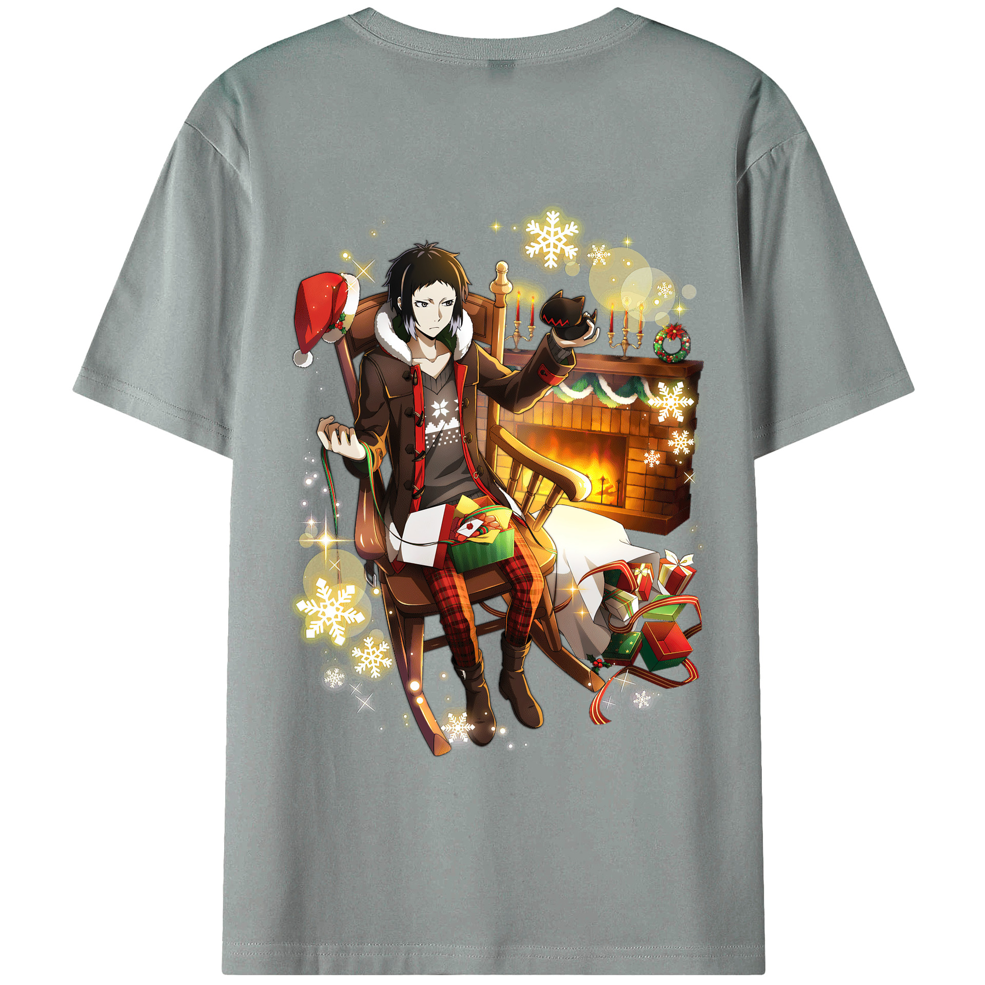 （画像用） 文豪ストレイドッグス Bungo Stray Dogs 綿100％ メンズ半袖Tシャツ（バックプリント） 通気性